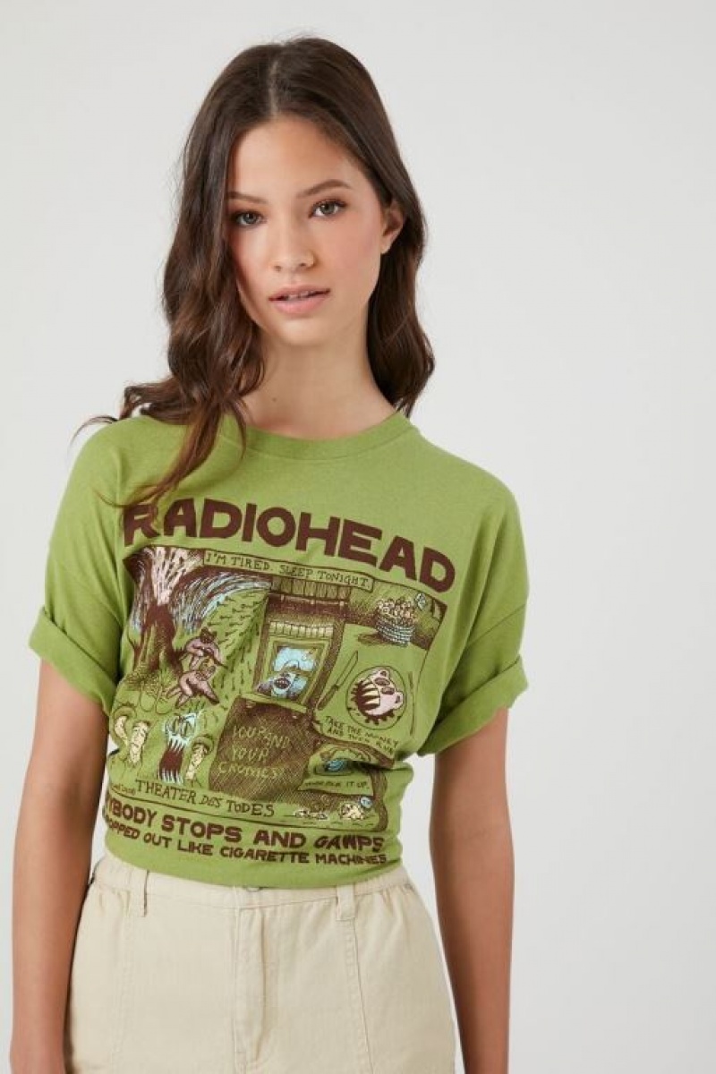 Camisa Forever 21 Radiohead Estampadas Mujer Verde Multicolor | vHSjFe09vGN