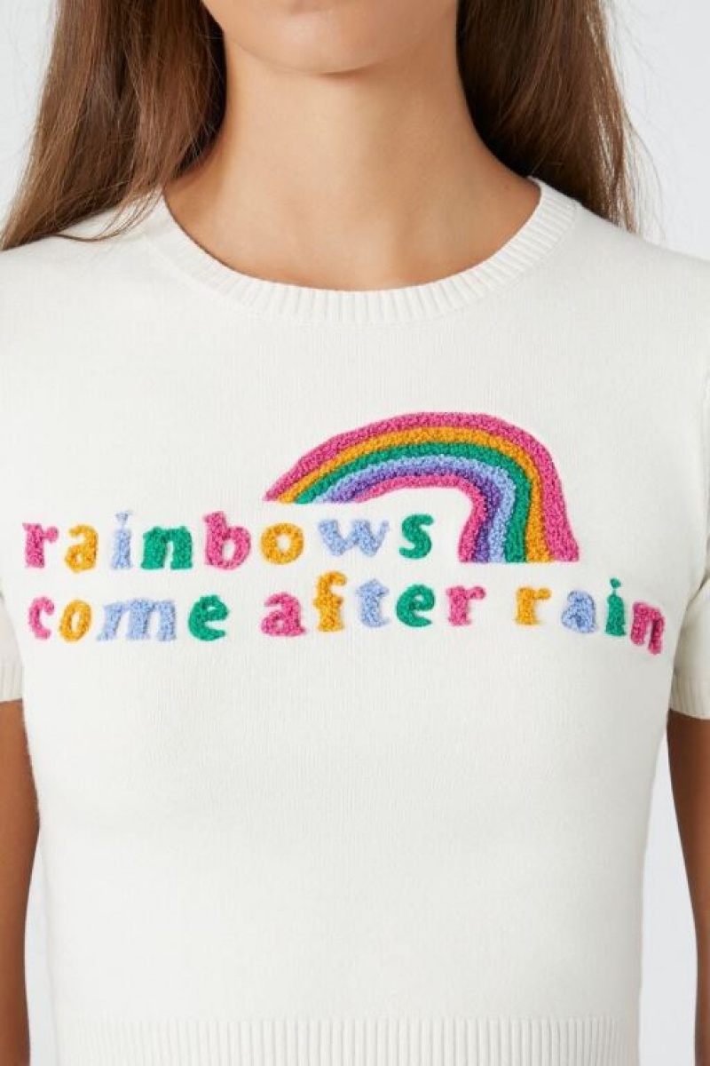 Camisa Forever 21 Rainbows Estampadas Knit Mujer Blancas Multicolor | PyDGuYOMYUO