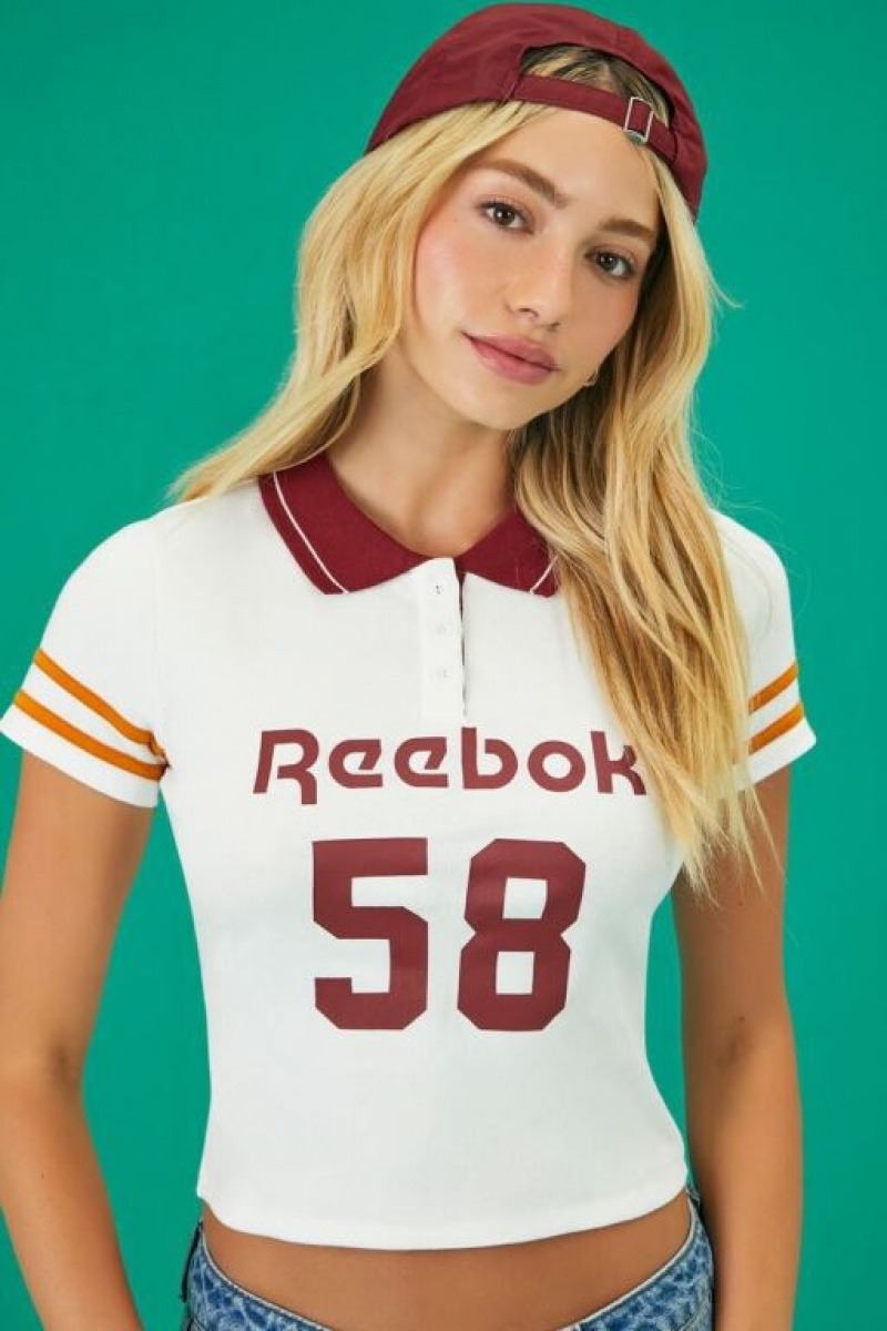 Camisa Forever 21 Reebok Estampadas Polo Mujer Blancas Multicolor | gIUd1VhZRvn