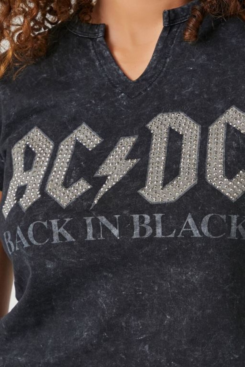 Camisa Forever 21 Rhinestone Acdc Estampadas Baby Mujer Gris Plateadas | 9ZGj8TKpnkp