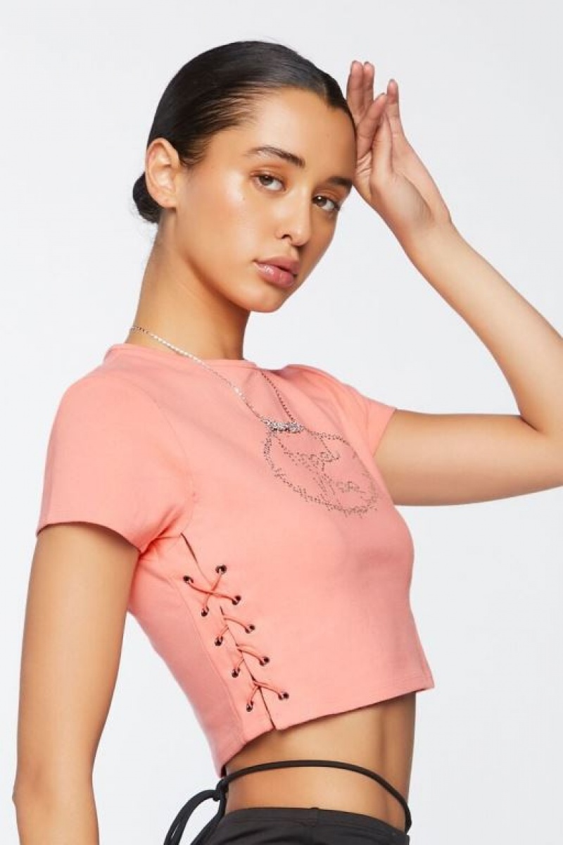 Camisa Forever 21 Rhinestone Angel Vibe Estampadas Mujer Rosas Plateadas | 3X2EoGngaks