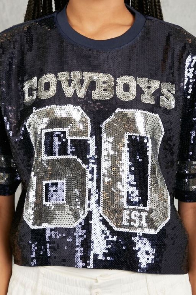 Camisa Forever 21 Sequin Dallas Cowboys Mujer Azul Marino Multicolor | oqgZ7Kvaobs