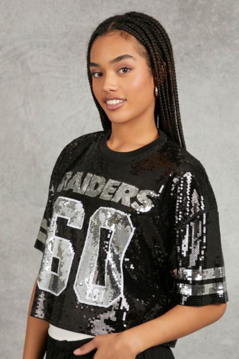 Camisa Forever 21 Sequin Las Vegas Raiders Mujer Negras Multicolor | JGZQfyeKgrd