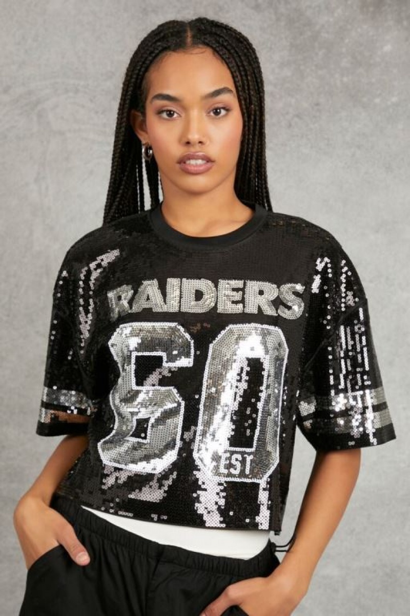 Camisa Forever 21 Sequin Las Vegas Raiders Mujer Negras Multicolor | JGZQfyeKgrd