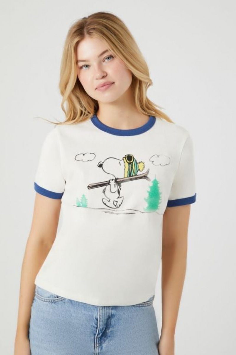 Camisa Forever 21 Snoopy Estampadas Ringer Mujer Creme Multicolor | JkAD2dBiQHu