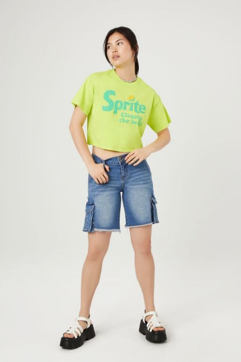 Camisa Forever 21 Sprite Estampadas Cropped Mujer Verde Multicolor | fqFP2kec1aD