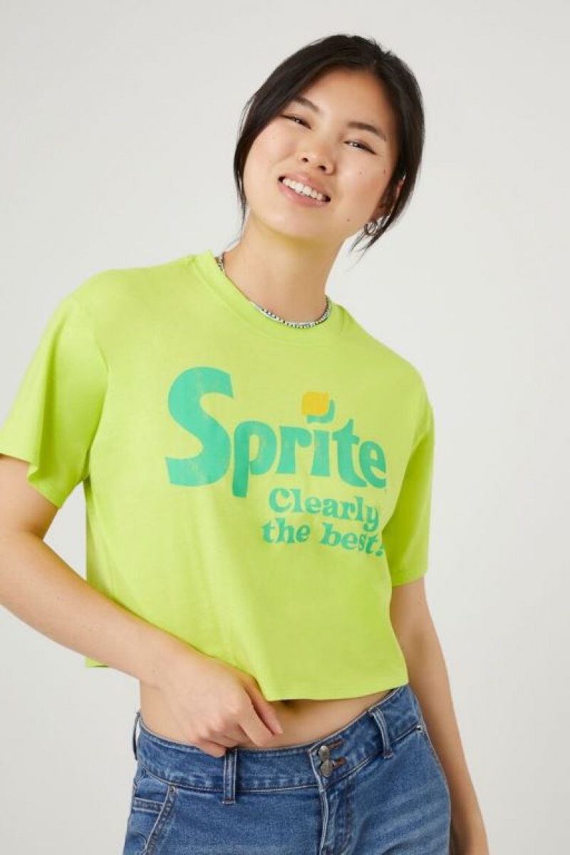 Camisa Forever 21 Sprite Estampadas Cropped Mujer Verde Multicolor | fqFP2kec1aD