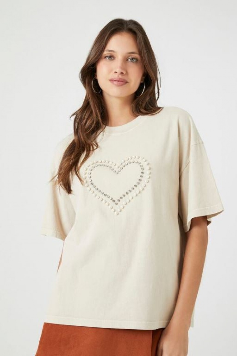 Camisa Forever 21 Studded Heart Mujer Marrones Multicolor | 1nDanCCmrvO