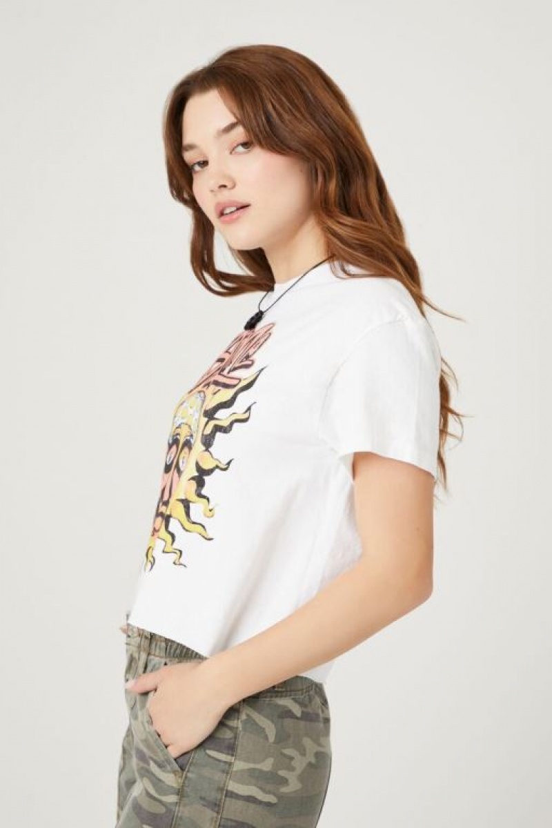 Camisa Forever 21 Sublime Cropped Estampadas Mujer Blancas Multicolor | oBLE5AjjuJM