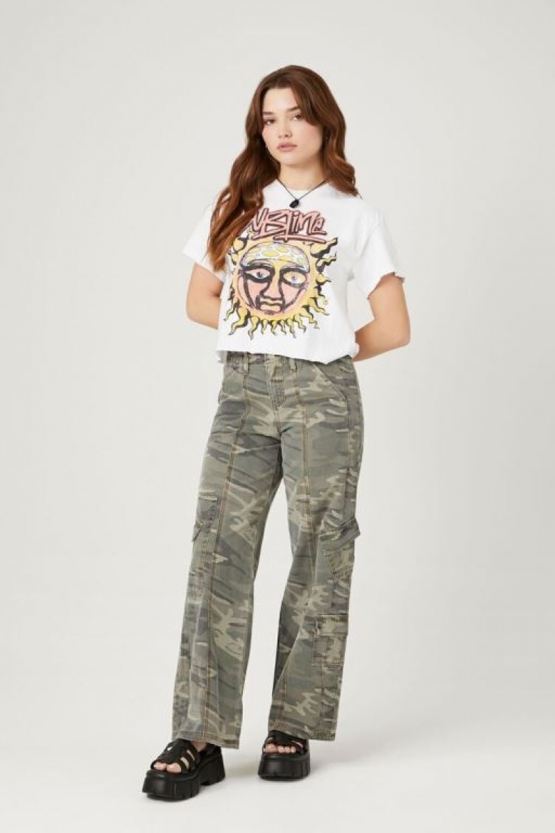 Camisa Forever 21 Sublime Cropped Estampadas Mujer Blancas Multicolor | oBLE5AjjuJM