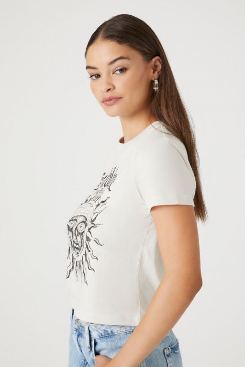 Camisa Forever 21 Sublime Estampadas Baby Mujer Creme Negras | bqg4rcNNBdV