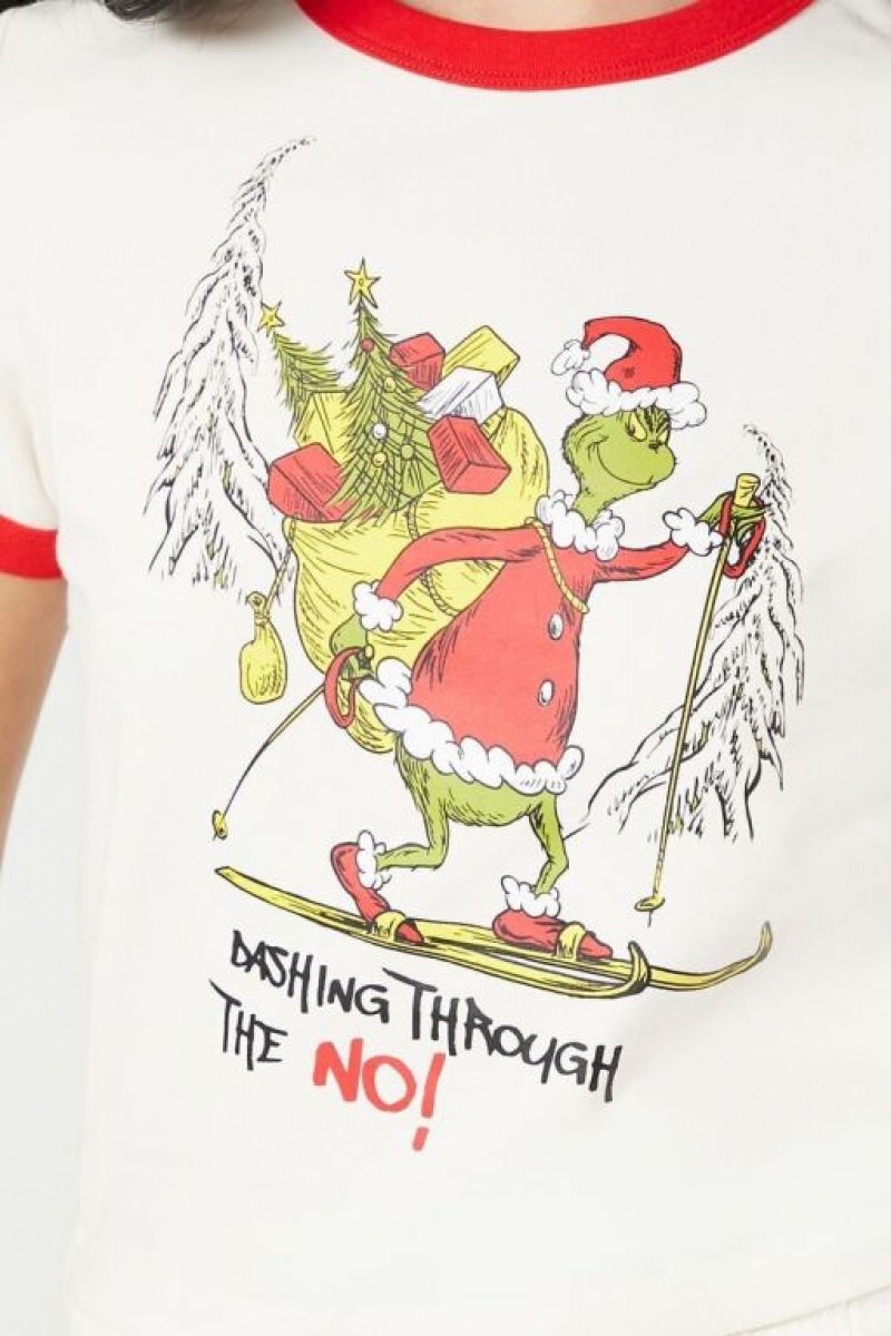 Camisa Forever 21 The Grinch Estampadas Ringer Mujer Creme Multicolor | pSay7gqk9CJ