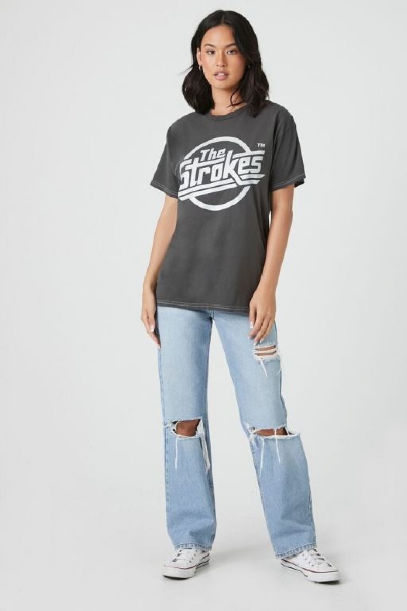 Camisa Forever 21 The Strokes Estampadas Mujer Gris Multicolor | JR8A5U3bBnF