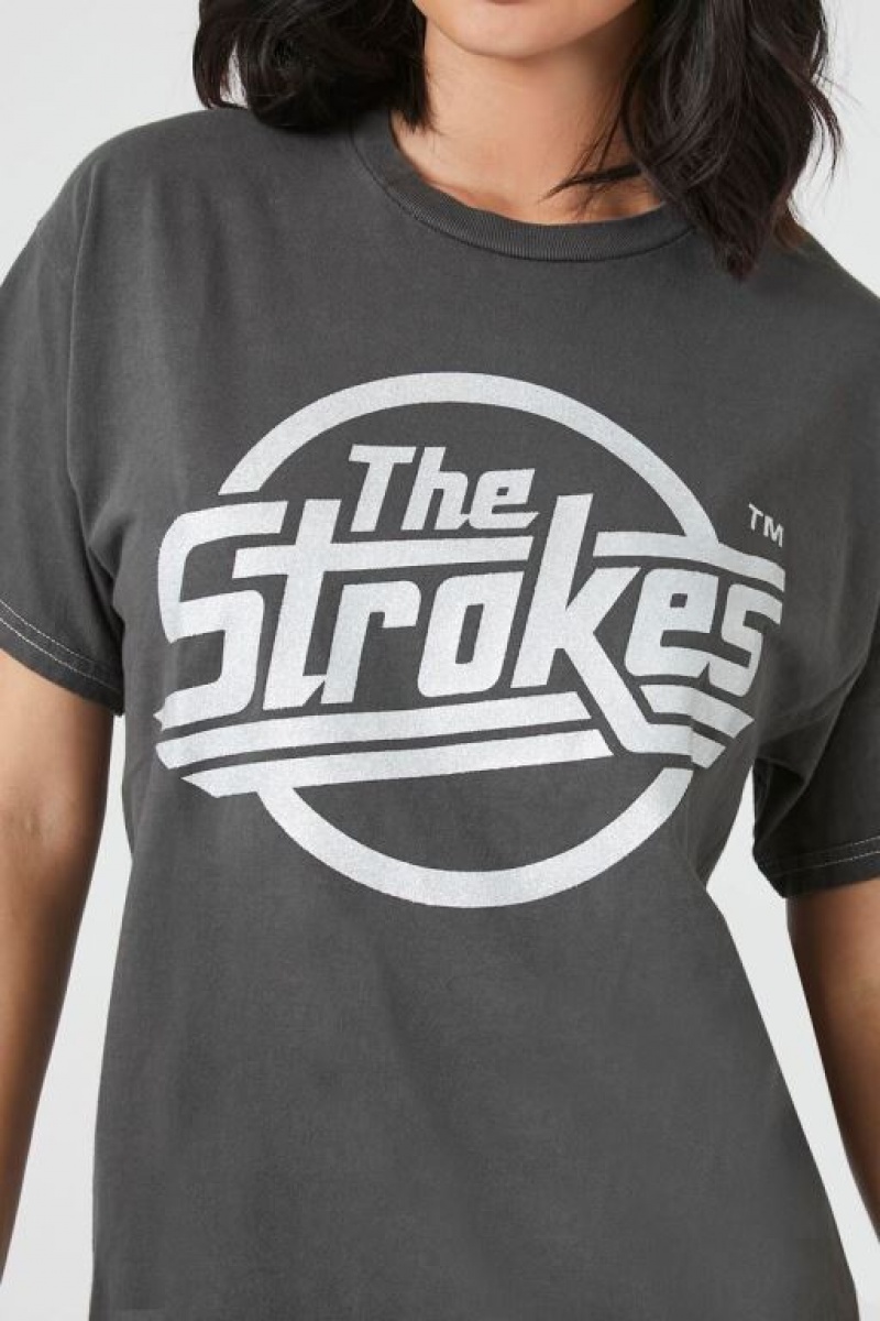 Camisa Forever 21 The Strokes Estampadas Mujer Gris Multicolor | JR8A5U3bBnF