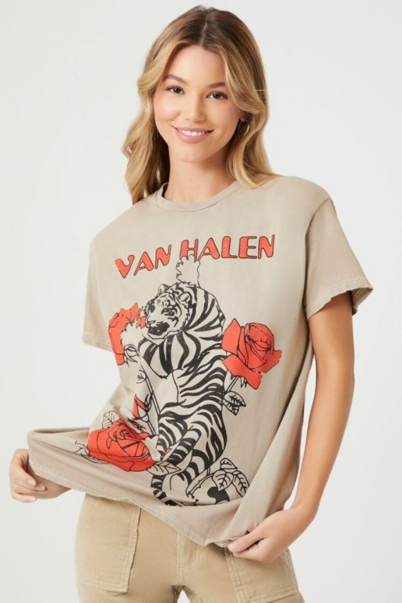 Camisa Forever 21 Van Halen Estampadas Mujer Gris Marrones Multicolor | gLgkBJ01g5t