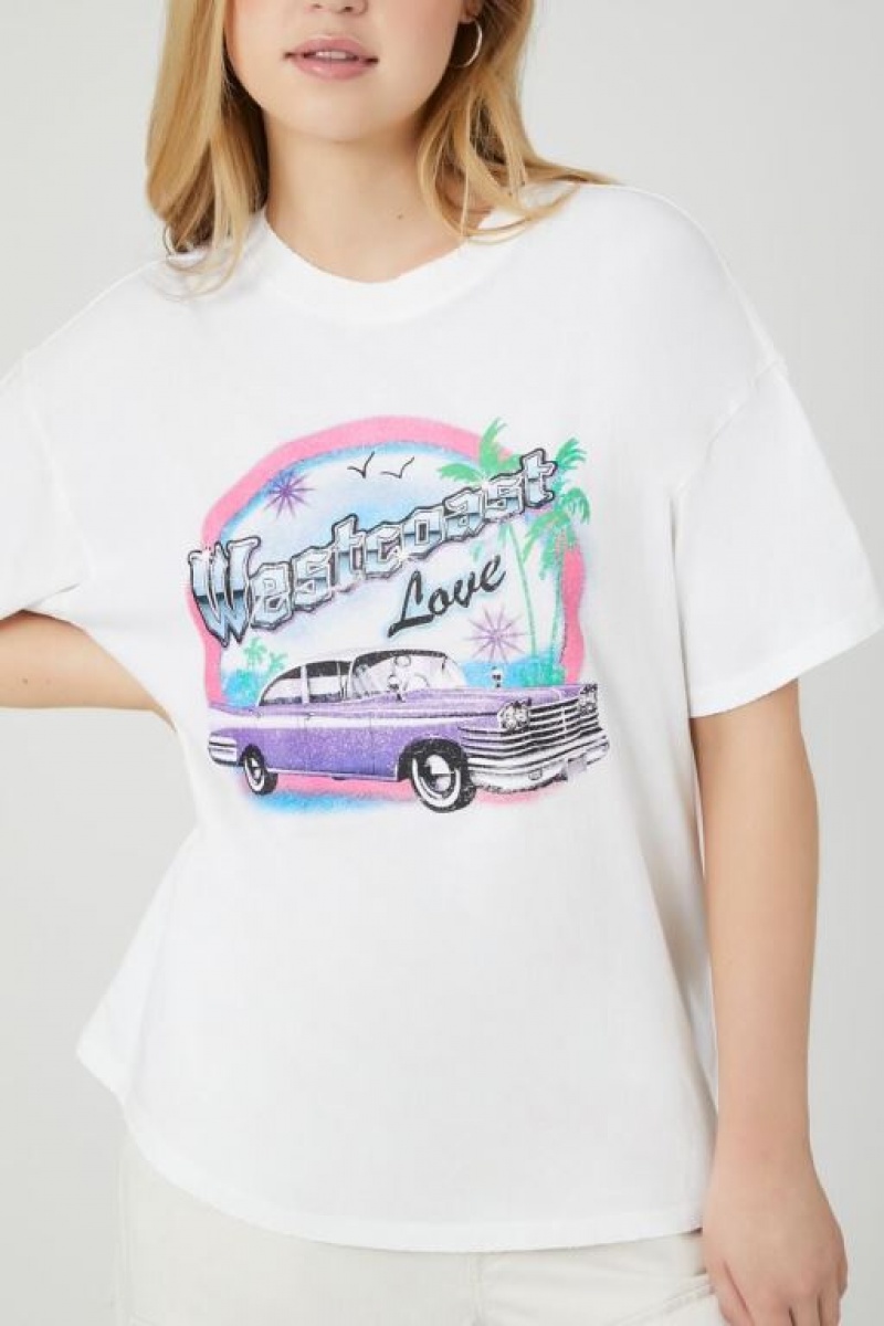 Camisa Forever 21 Westcoast Love Estampadas Mujer Blancas Multicolor | D85tIalgBwm