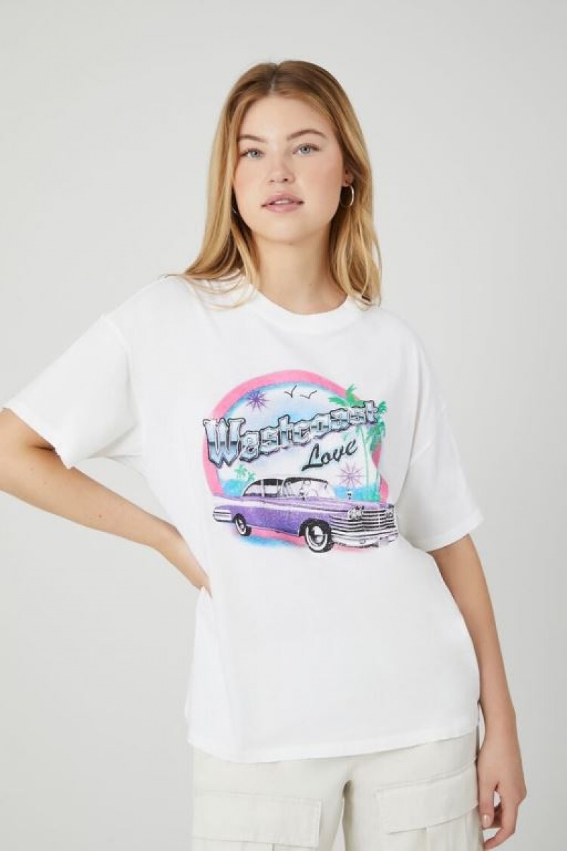 Camisa Forever 21 Westcoast Love Estampadas Mujer Blancas Multicolor | D85tIalgBwm