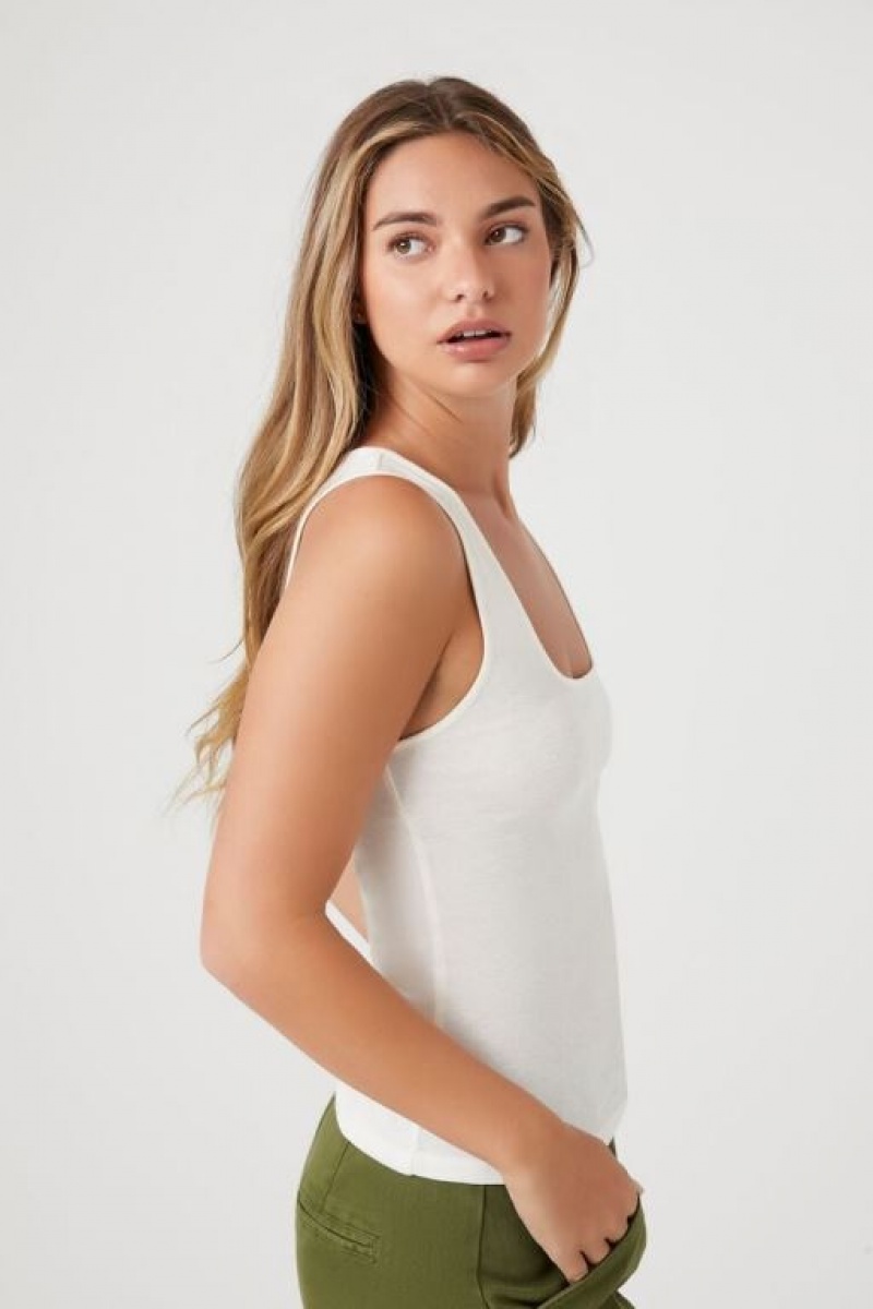 Camiseta Tirantes Forever 21 Acanalado Knit Tank Mujer Creme | mEm17zIre9X