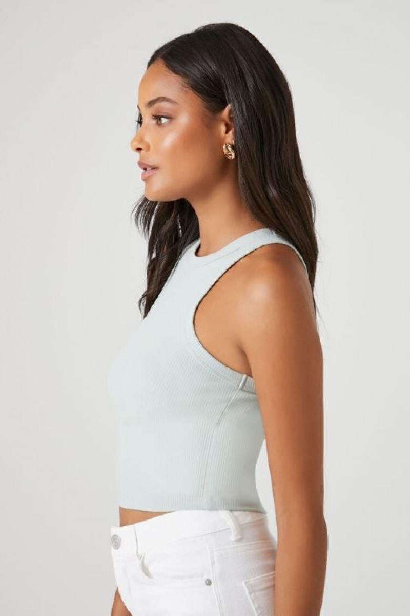 Camiseta Tirantes Forever 21 Acanalado Racerback Cropped Tank Mujer Seafoam | C4zVfC0osuF