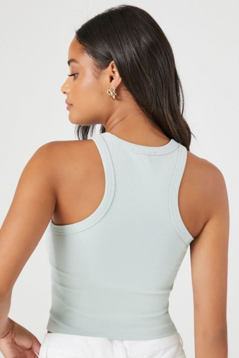 Camiseta Tirantes Forever 21 Acanalado Racerback Cropped Tank Mujer Seafoam | C4zVfC0osuF