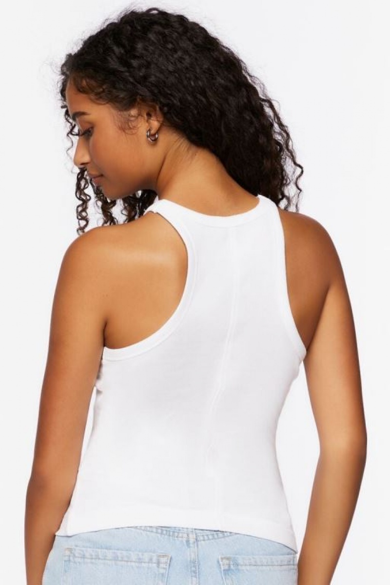 Camiseta Tirantes Forever 21 Acanalado Racerback Tank Mujer Blancas | OTKoa4ahUN1