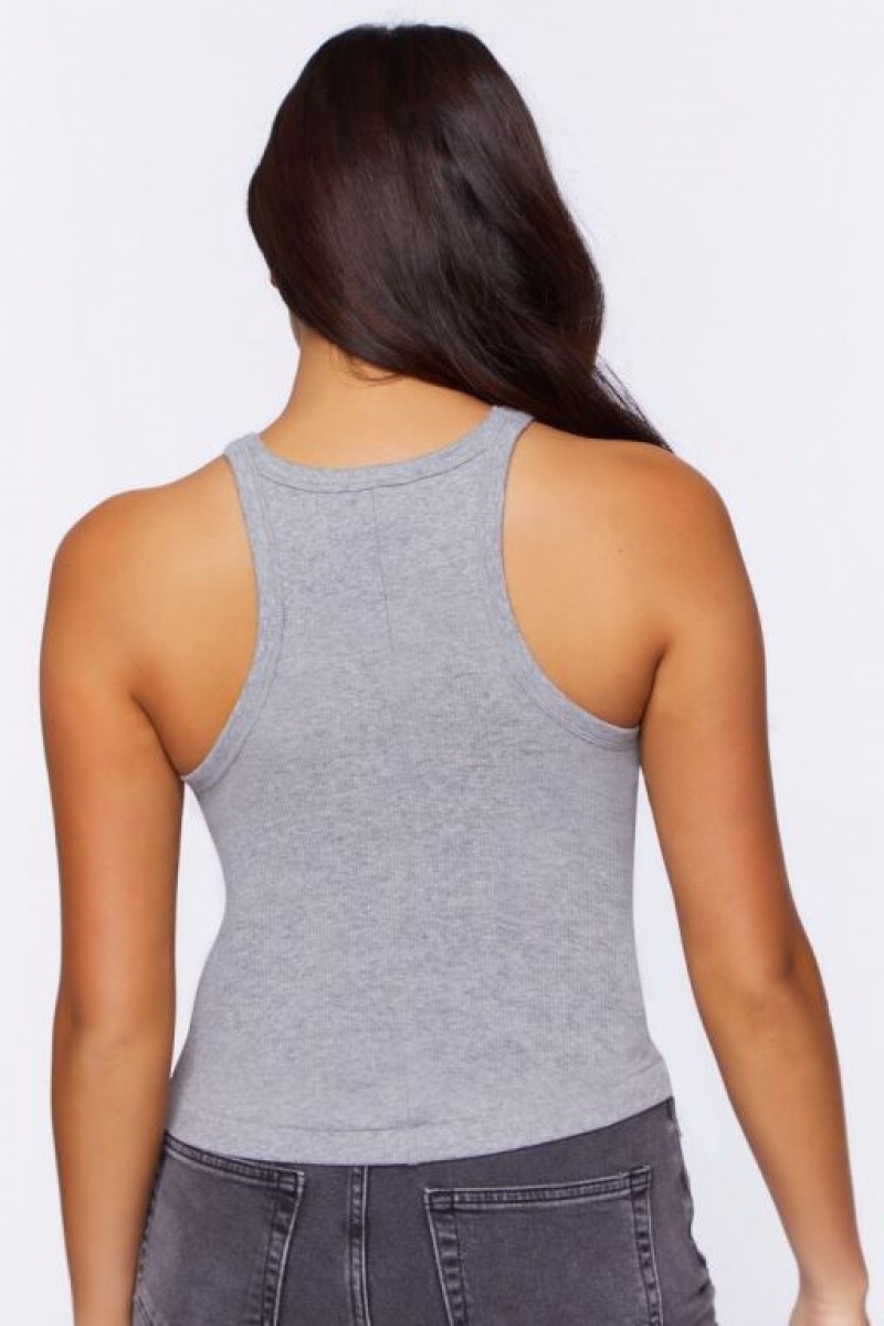 Camiseta Tirantes Forever 21 Acanalado Racerback Tank Mujer Gris | a07AafiIkad