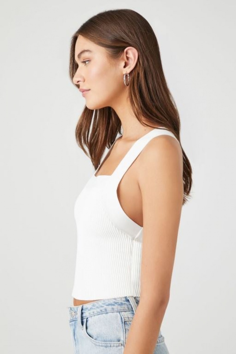 Camiseta Tirantes Forever 21 Compact Acanalado Knit Tank Mujer Blancas | fsOesdygMvt