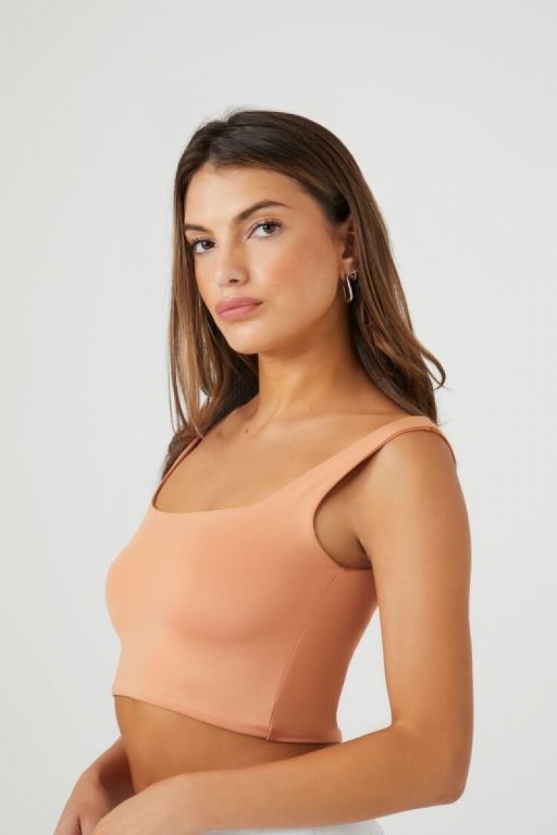 Camiseta Tirantes Forever 21 Contour Cropped Tank Mujer Toasted Almond | oVy9Eg6MKz4