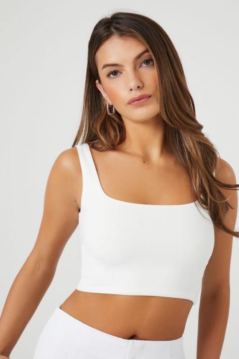 Camiseta Tirantes Forever 21 Contour Cropped Tank Mujer Blancas | KddvWSIKPyG