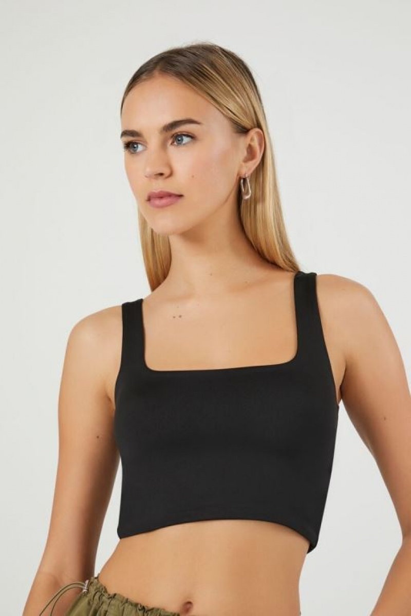 Camiseta Tirantes Forever 21 Contour Cropped Tank Mujer Negras | nvQScliFj1A