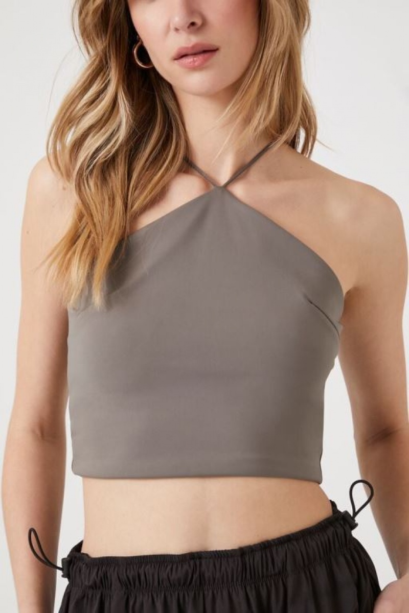 Camiseta Tirantes Forever 21 Contour Crop Mujer Gris | IsjLVjoIg7F