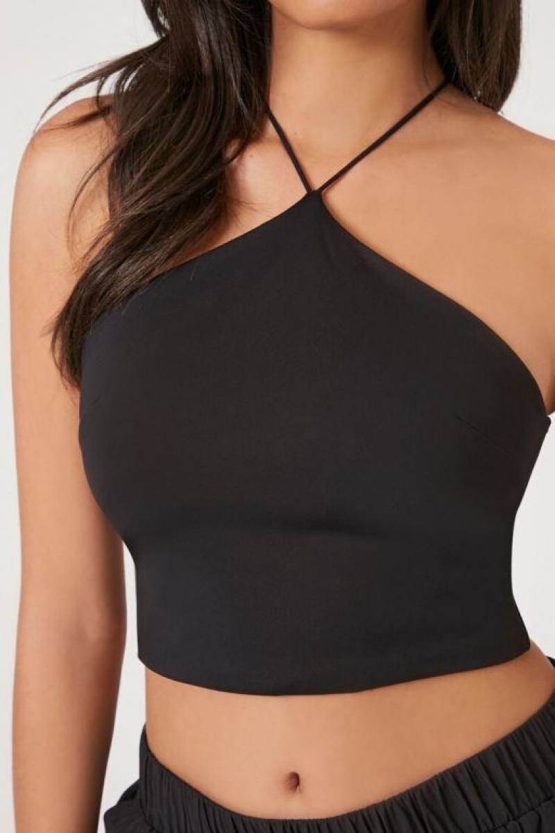 Camiseta Tirantes Forever 21 Contour Crop Mujer Negras | rVhK8DszCnt