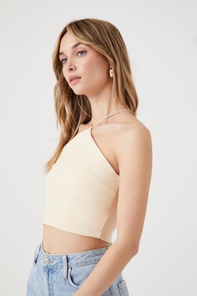 Camiseta Tirantes Forever 21 Contour Crop Mujer Seashell | 5DJVyCTryJd