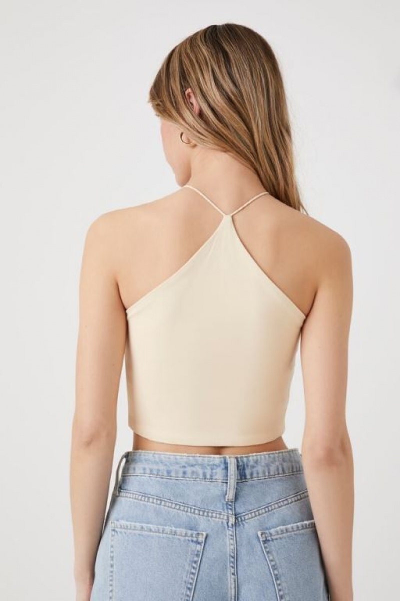 Camiseta Tirantes Forever 21 Contour Crop Mujer Seashell | 5DJVyCTryJd