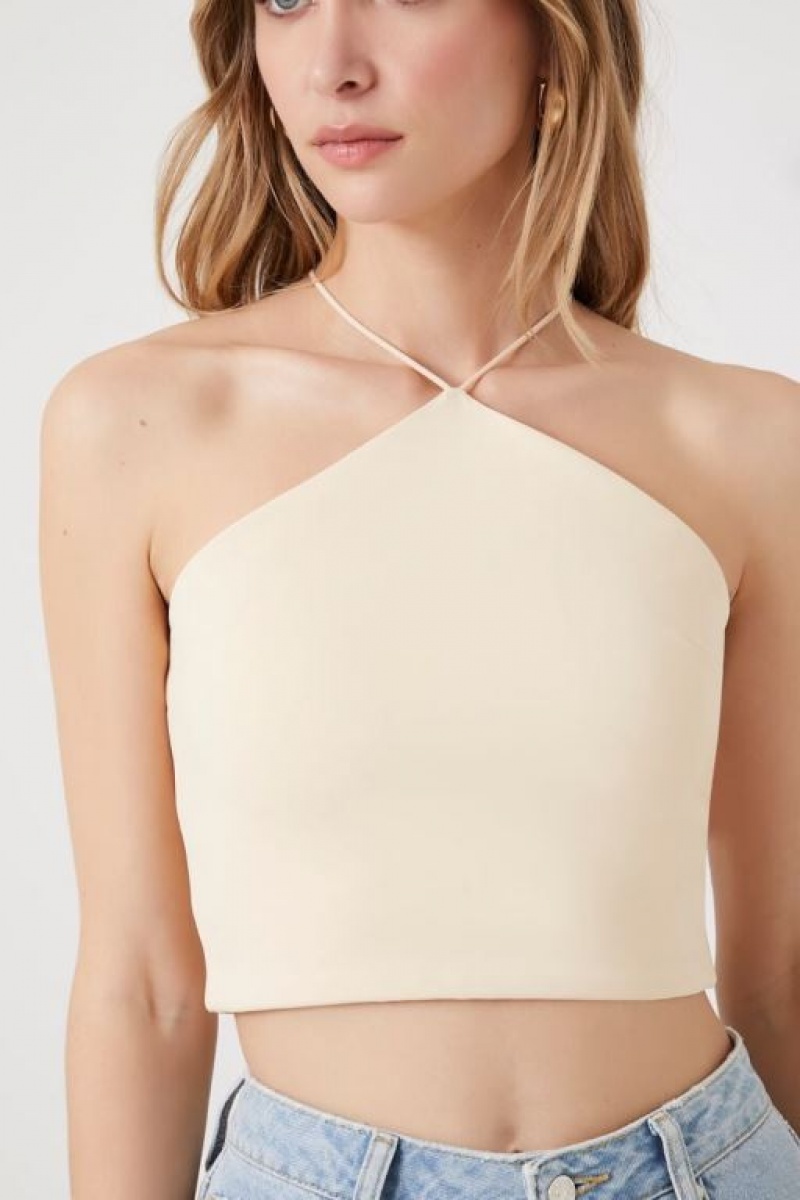 Camiseta Tirantes Forever 21 Contour Crop Mujer Seashell | 5DJVyCTryJd