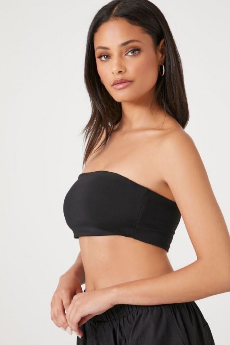 Camiseta Tirantes Forever 21 Contour Cropped Tube Mujer Negras | bs5NGDvaLeI