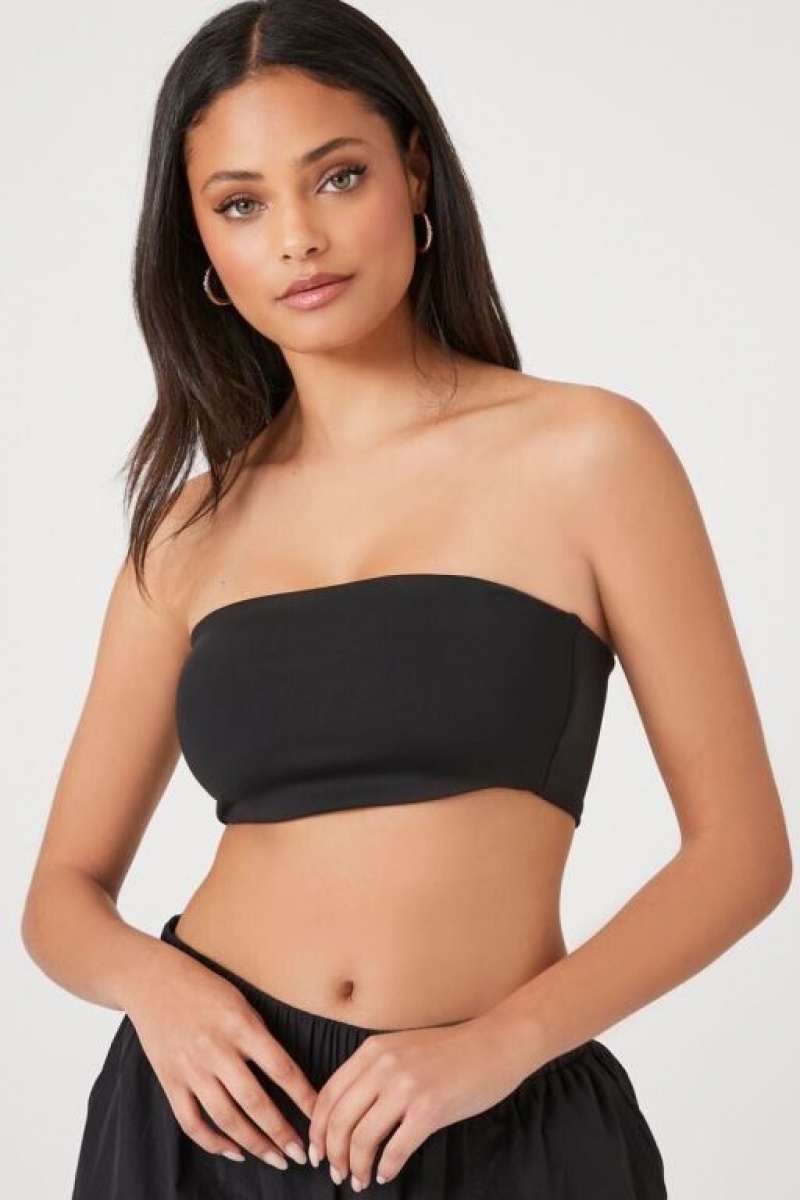 Camiseta Tirantes Forever 21 Contour Cropped Tube Mujer Negras | bs5NGDvaLeI