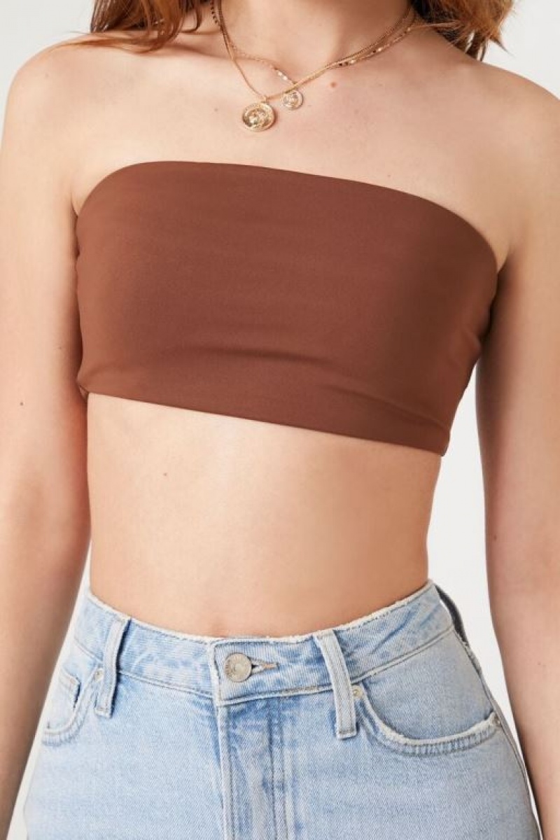 Camiseta Tirantes Forever 21 Contour Cropped Tube Mujer Chocolate | jMNrX6c9Yf2