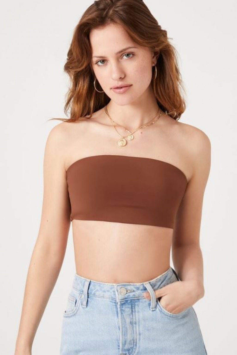 Camiseta Tirantes Forever 21 Contour Cropped Tube Mujer Chocolate | jMNrX6c9Yf2