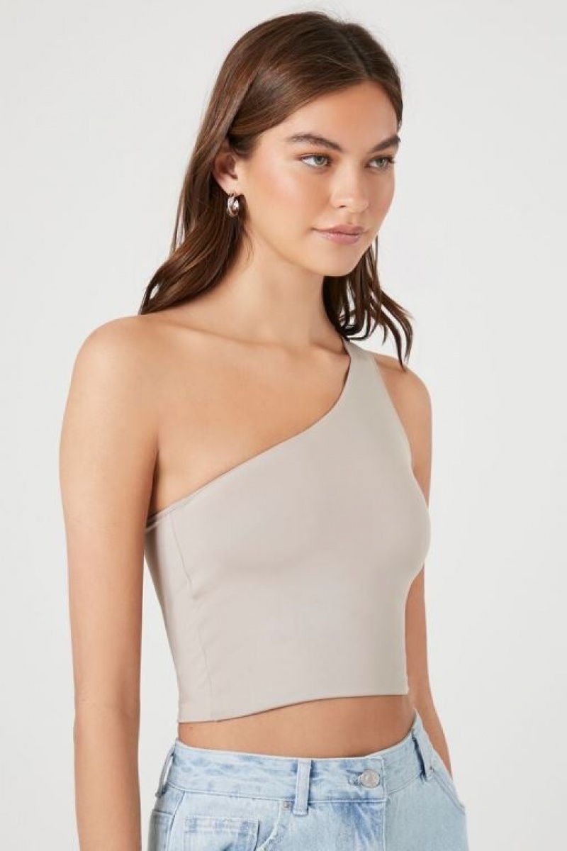 Camiseta Tirantes Forever 21 Contour One Shoulder Crop Mujer Goat | 3CvzfMqq4HK