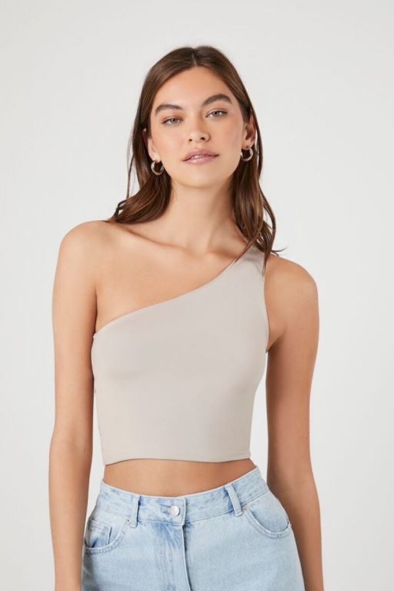 Camiseta Tirantes Forever 21 Contour One Shoulder Crop Mujer Goat | 3CvzfMqq4HK