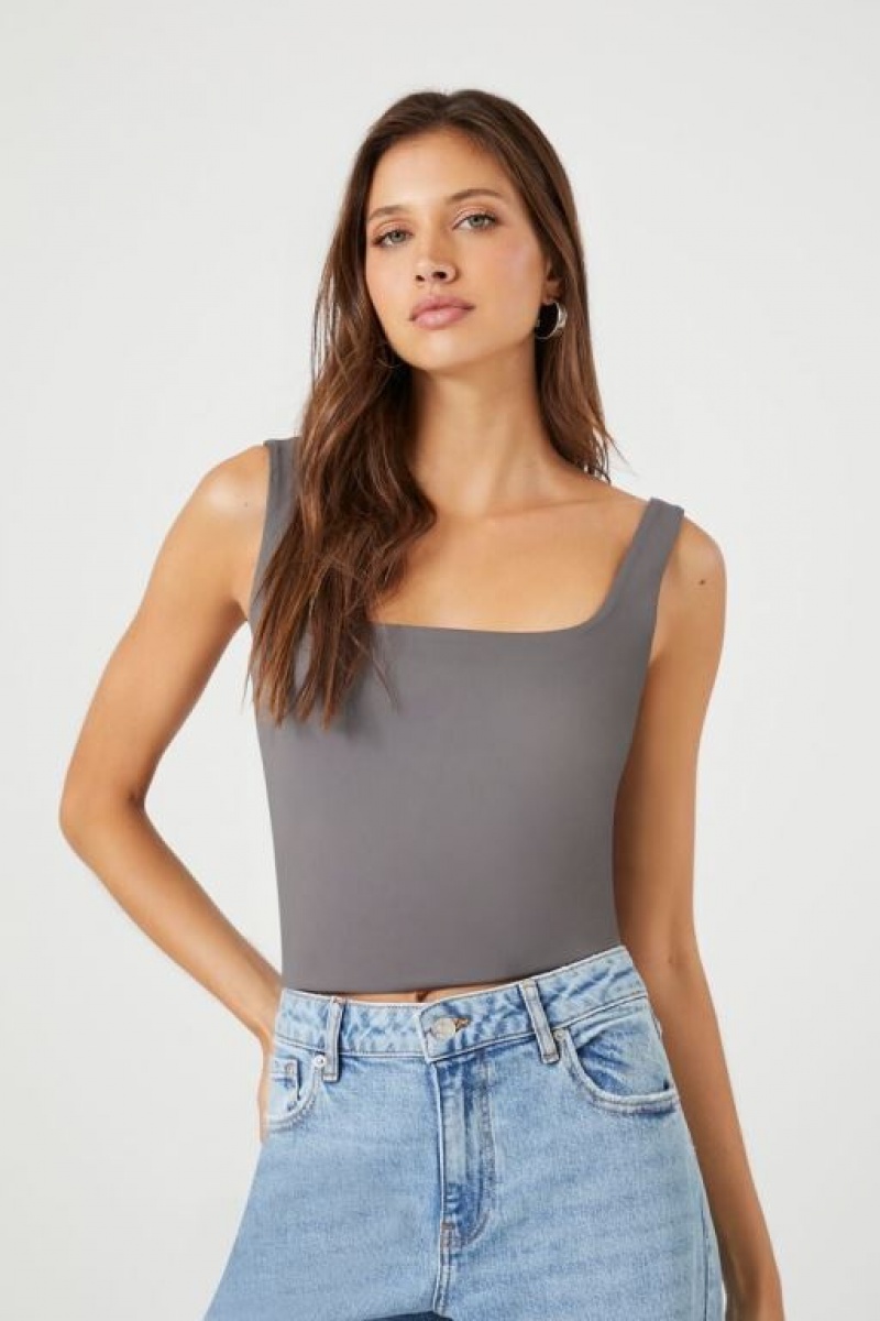 Camiseta Tirantes Forever 21 Contour Sculpt Cropped Tank Mujer Gris | ztwKH3rhM6V