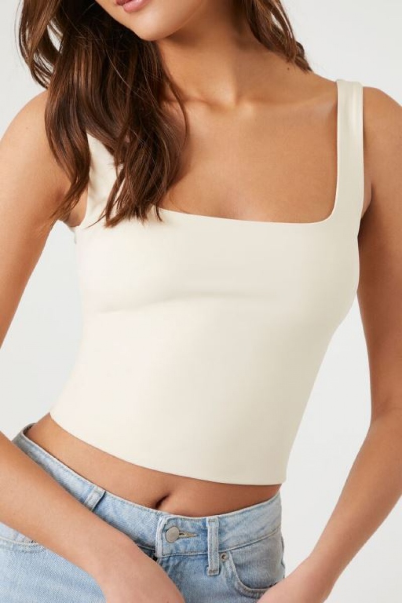 Camiseta Tirantes Forever 21 Contour Sculpt Cropped Tank Mujer Creme | O9w1hGhmxuu