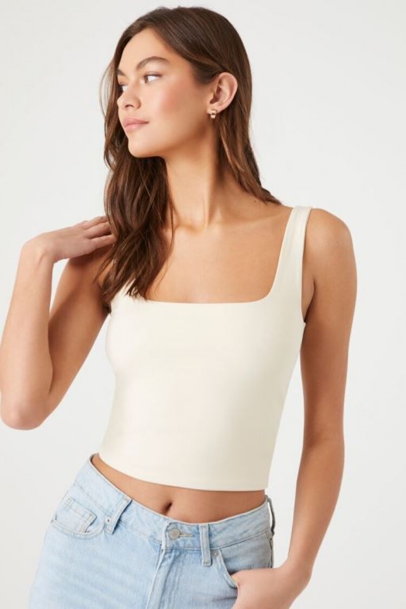 Camiseta Tirantes Forever 21 Contour Sculpt Cropped Tank Mujer Creme | O9w1hGhmxuu