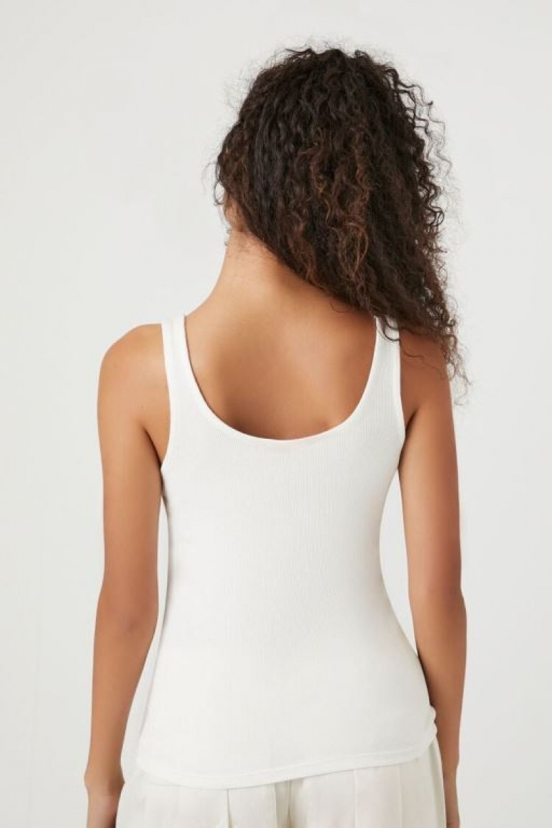 Camiseta Tirantes Forever 21 Cotton Blend Tank Mujer Blancas | 9u7IDsRcHpf