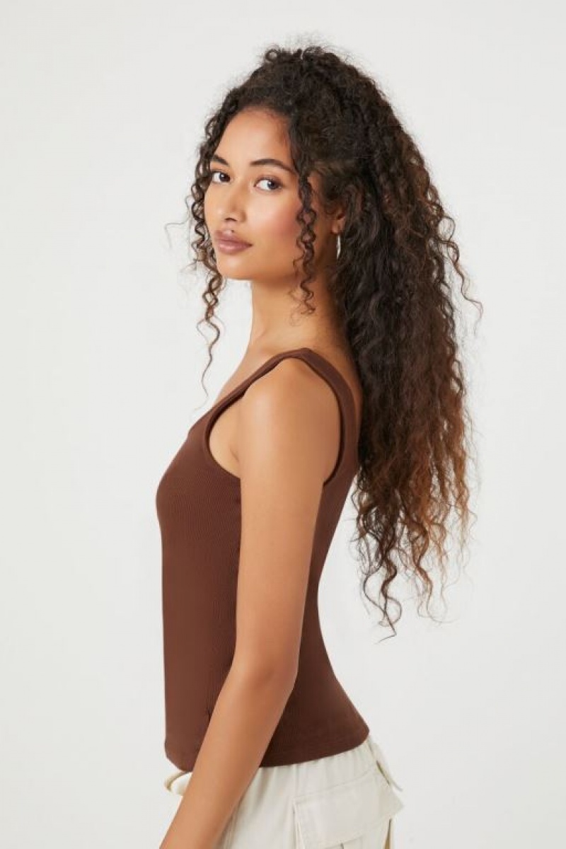 Camiseta Tirantes Forever 21 Cotton Blend Tank Mujer Chocolate | bph5inxqmya