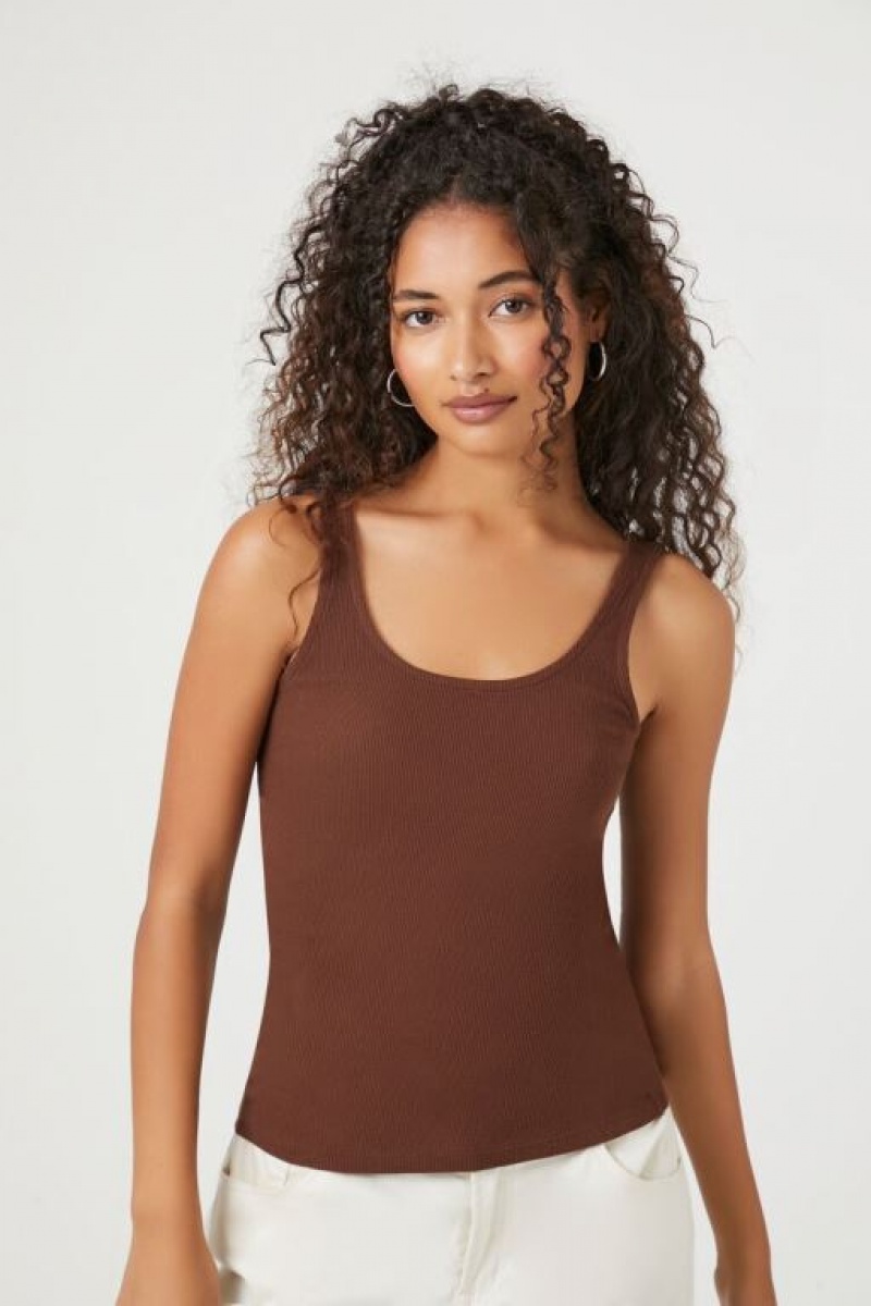 Camiseta Tirantes Forever 21 Cotton Blend Tank Mujer Chocolate | bph5inxqmya