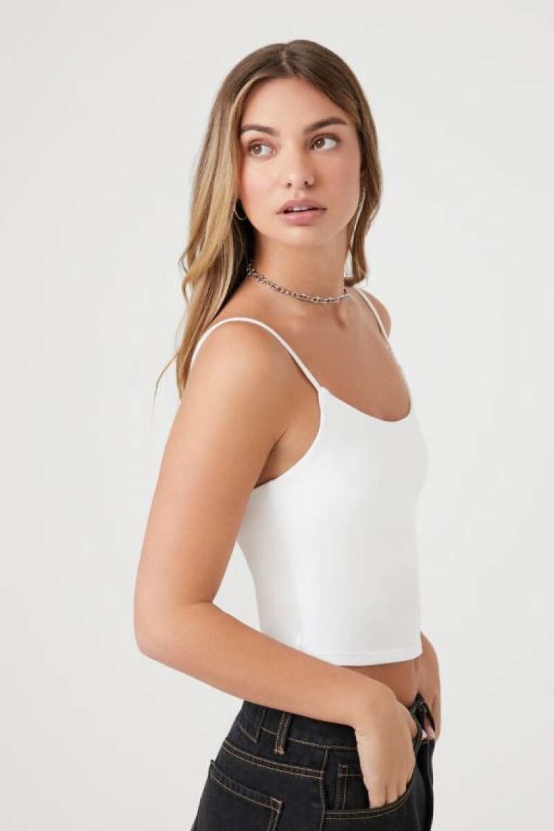 Camiseta Tirantes Forever 21 Cotton Blend Cropped Cami Mujer Blancas | cJIgyeteq7c