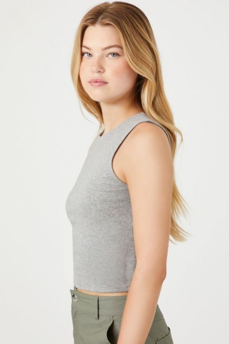 Camiseta Tirantes Forever 21 Cotton Blend Tank Mujer Gris | VneGj8ywc8G