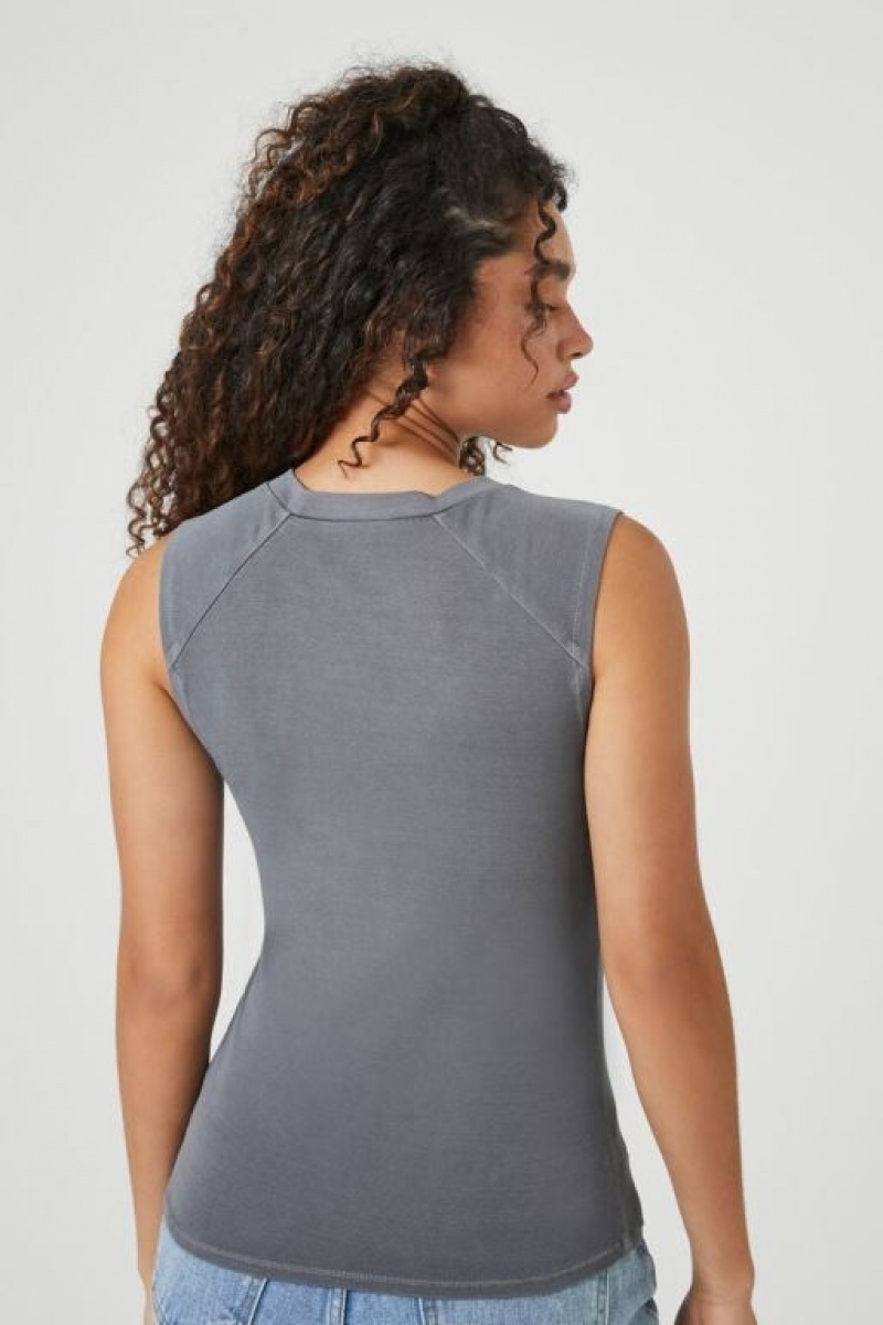 Camiseta Tirantes Forever 21 Crew Raglan Tank Mujer Gris | ucgyFZTU3pg